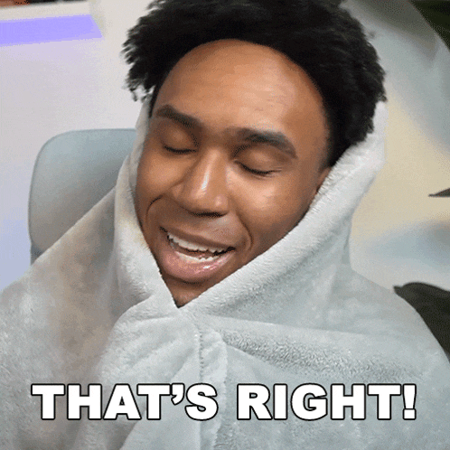 a man wrapped in a blanket with the words that 's right