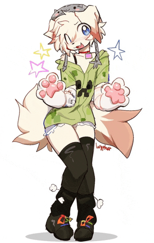 a drawing of a furry character with the name wypher written below it