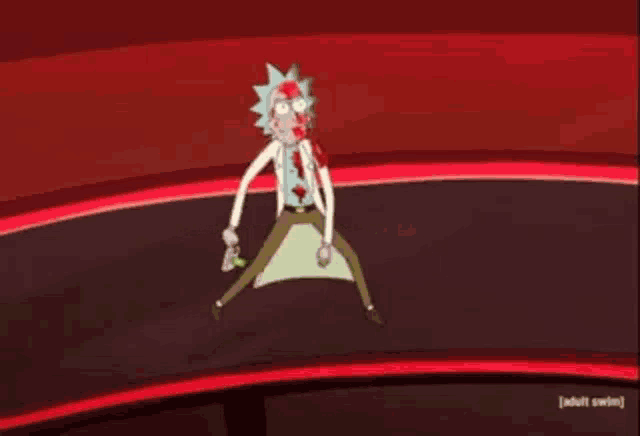 rick from rick and morty is standing in a green liquid