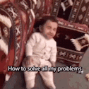 a little boy is sitting on a couch and talking about how to solve all his problems .