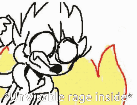 a black and white drawing of a cartoon character with glasses and the words `` unviable rage inside '' .