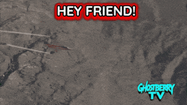 an advertisement for ghostberry tv shows a fighter jet flying over a grassy hillside