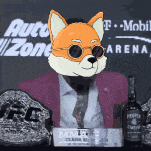 a cartoon of a fox wearing sunglasses sitting in front of a sign that says ufc