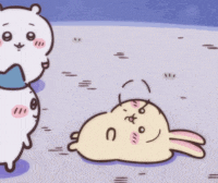a cartoon drawing of a rabbit with a snowflake on its tail