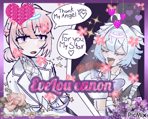 a drawing of a girl with a speech bubble that says " thank you my angel "