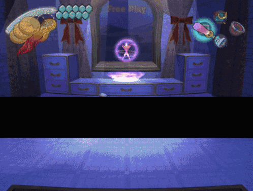 a cartoon drawing of a room with the words free play on the top
