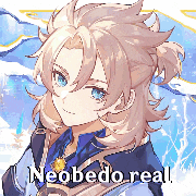 a pixel art drawing of a girl with the words " neobedo real " written below her