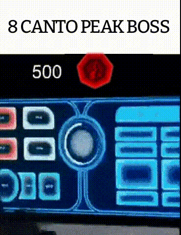 a video game screen with the words 8 canto peak boss 500 on it