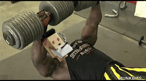a man is lifting dumbbells in a gym and the words punkbits can be seen in the corner