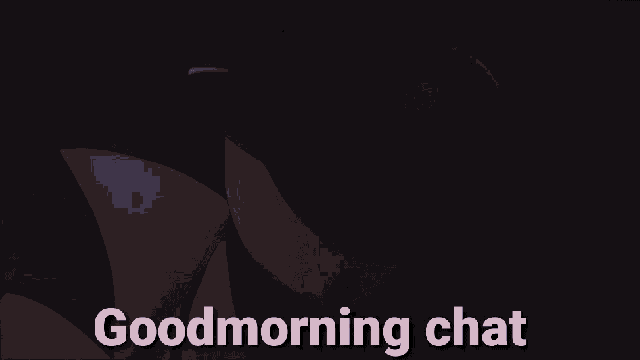 a cartoon character says goodmorning chat in front of a skull