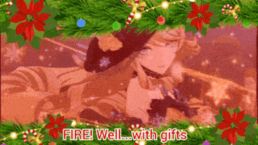a picture of a girl with the words fire well with gifts on it