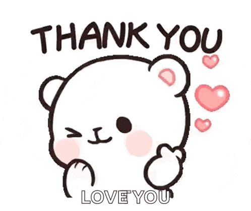 a teddy bear is holding a heart and saying thank you .