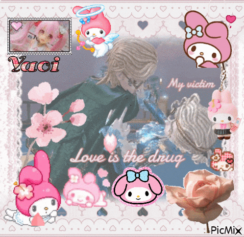a picture of a man and a girl with the words love is the drug