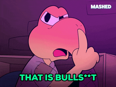a cartoon character says " that is bulls * t "