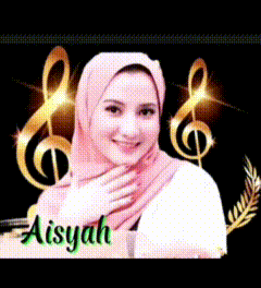 a woman wearing a pink hijab with the name aisyah on the bottom