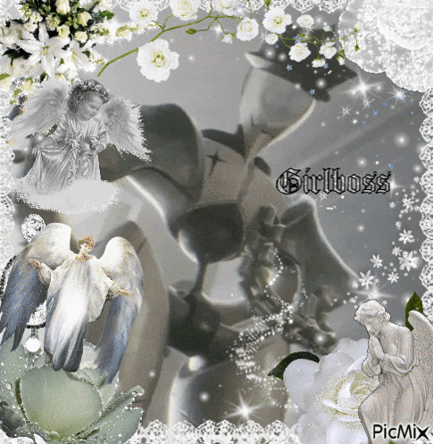 a collage of angels and flowers with the name girlboss on the bottom