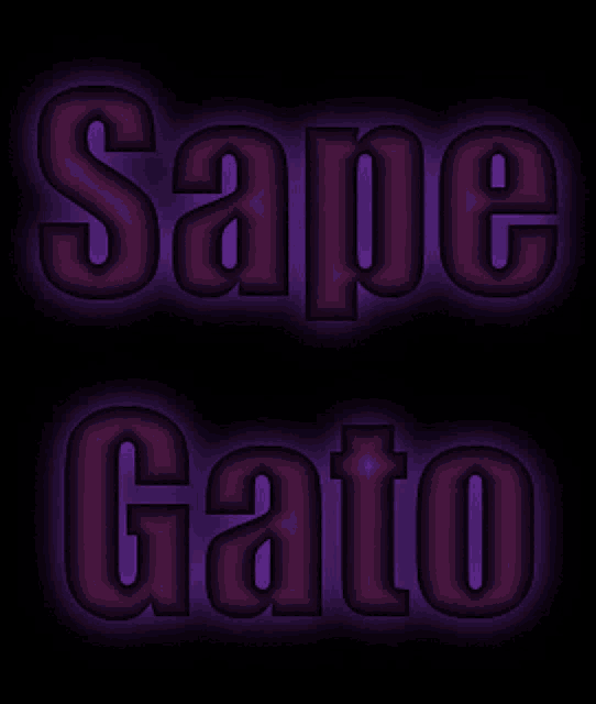 the word sape gato is written in purple letters
