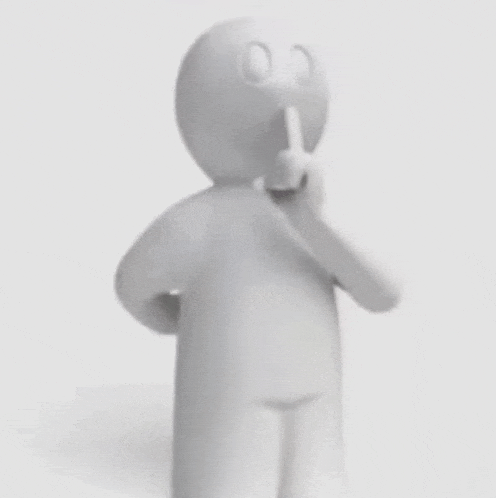 a 3d man is making a silence gesture with his finger on his mouth