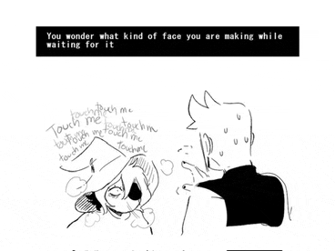 a black and white drawing of a man and a woman talking to each other