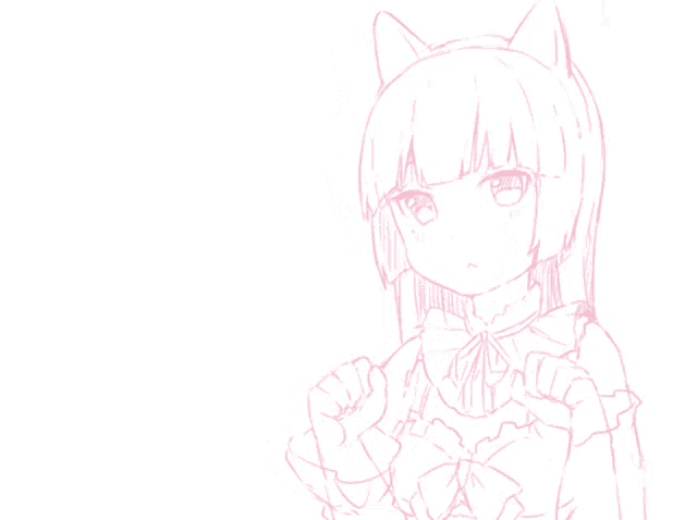 a drawing of a girl with cat ears