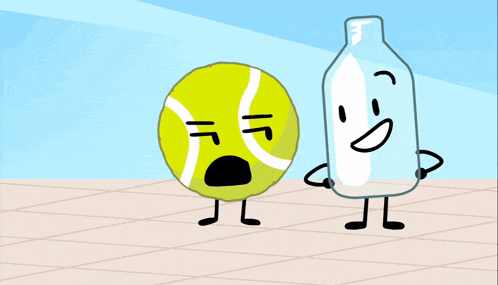 a cartoon of a bomb and a bottle with faces