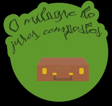 an illustration of a briefcase filled with money with the words o millagre do juros compostos above it
