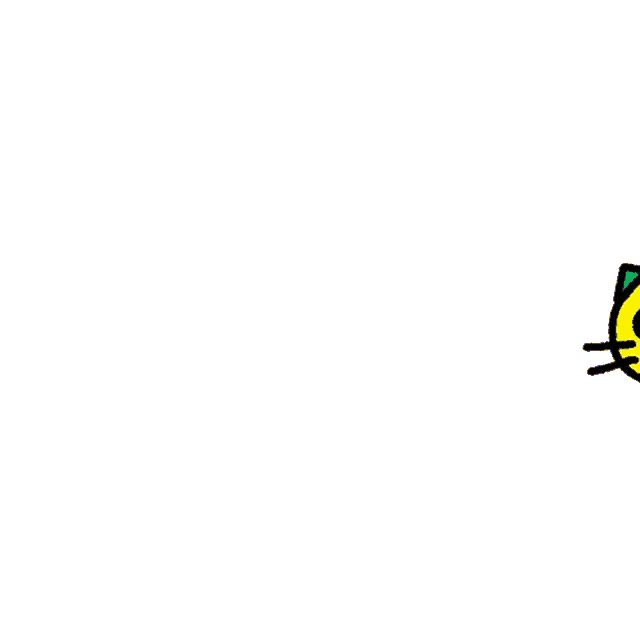 a cartoon drawing of a cat with rainbow stripes