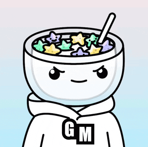 a person wearing a gm hoodie with a bowl of cereal on their head