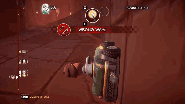 a screenshot of a video game with the words wrong way on it