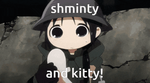 a picture of a girl with the words shminty and kitty written on it