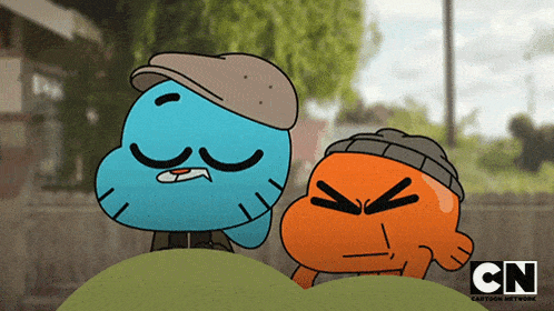 two cartoon characters from the amazing world of gumball and darwin
