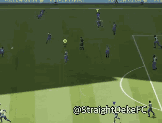 a soccer game is being played on a field with the hashtag straightdekefc on the bottom