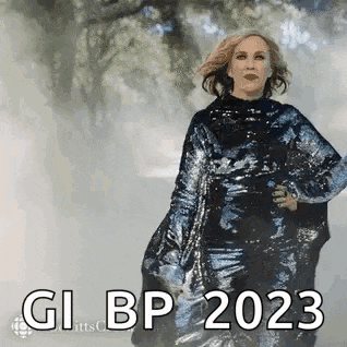 a woman in a sequined dress is walking in a foggy forest .