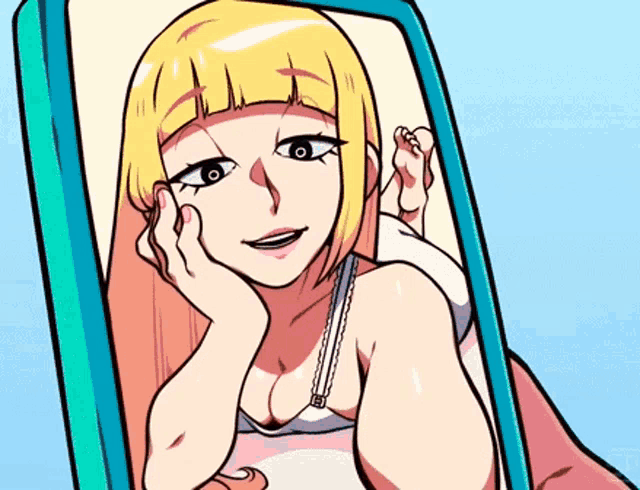 a cartoon drawing of a girl taking a selfie