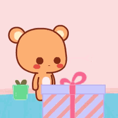 a cartoon of two teddy bears standing next to each other with a speech bubble that says surprised