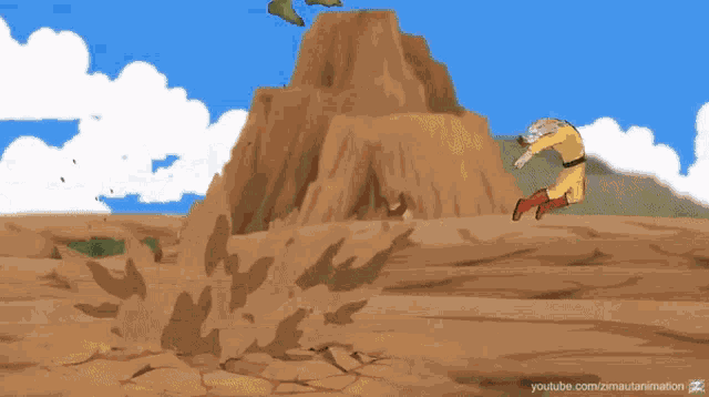a cartoon of a superhero being punched by a monster with youtube.com in the lower right corner