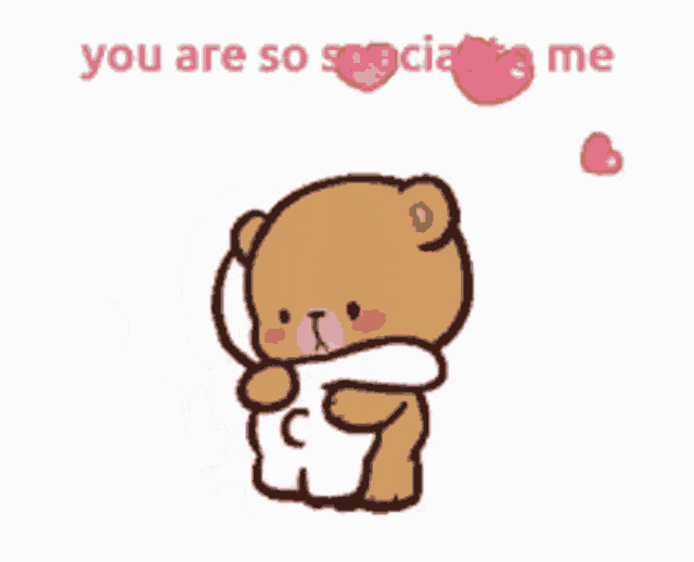 a teddy bear hugging another teddy bear with the words you are so special to me