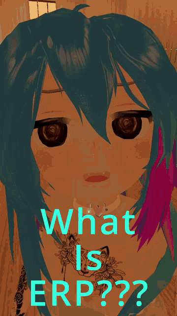 a picture of a girl with the words what is erp below her