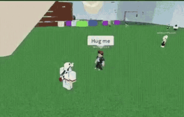 a person in a video game is talking to another person who says hug me