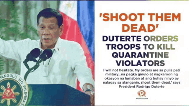 Duterte Shoot Them Dead GIF - Duterte Shoot Them Dead Kill Quarantine Violators GIFs