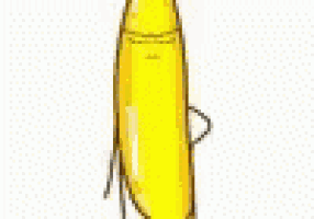 a cartoon banana with its peel peeled and a smiley face on it .