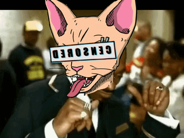 a cartoon of a cat with a censored sign on its face