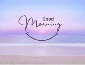 a picture of a beach with the words " good morning " on it