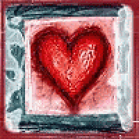 a picture of a red heart in a square frame .