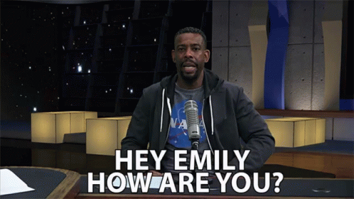 Hey Emily How Are You Asking GIF - Hey Emily How Are You Asking Greeting GIFs