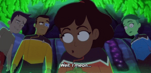a cartoon character says well i mean