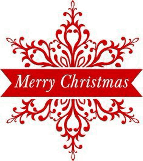 a red snowflake with the words `` merry christmas '' on a white background .