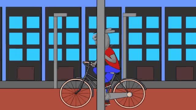 a cartoon of a goat riding a bike with a cigarette in his mouth