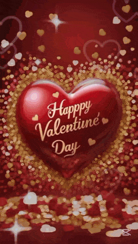 a red heart says happy valentine 's day