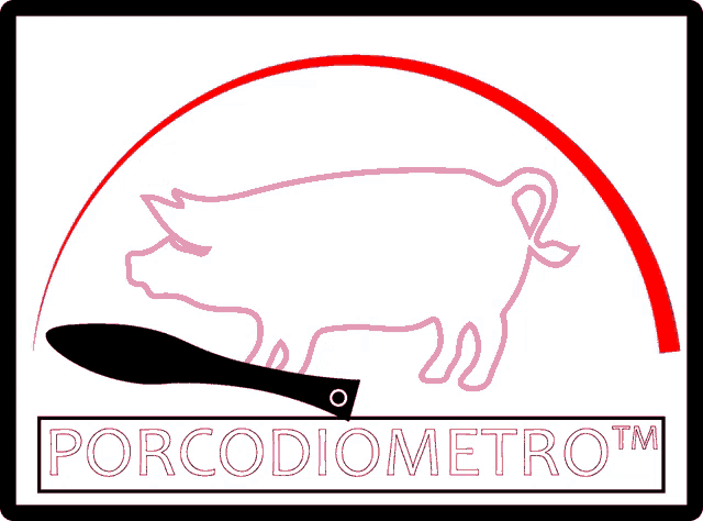 a logo for porcodiometro shows a pig and a measuring stick
